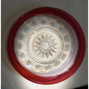 U.S. Glass Co. KINGS CROWN Ruby Stained Salad Plate (Smooth Flat Base)